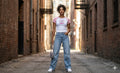 Pink Butterfly Raglan Baby Tee — Micro Ribbed Streetwear Crop Top | FireDrips