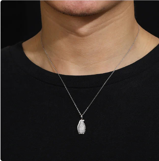 Moissanite Grenade Pendant Necklace — S925 Sterling Silver Street-Luxury Jewelry