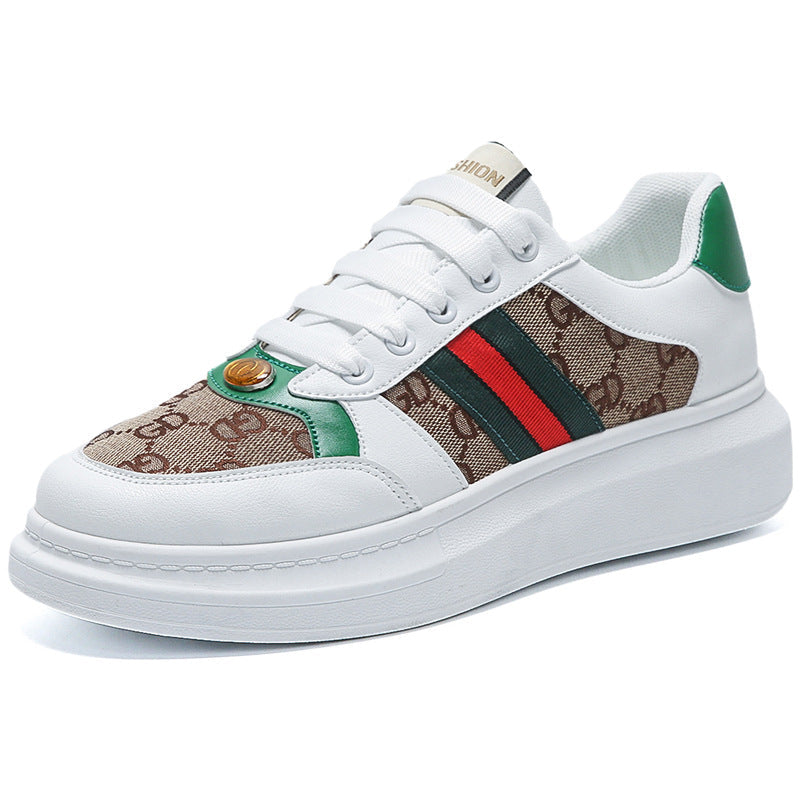 Men's McQueen-Style Canvas Sneakers — Breathable Summer Casual Low-Top Shoes, Apricot & White Green, Sizes 39–44