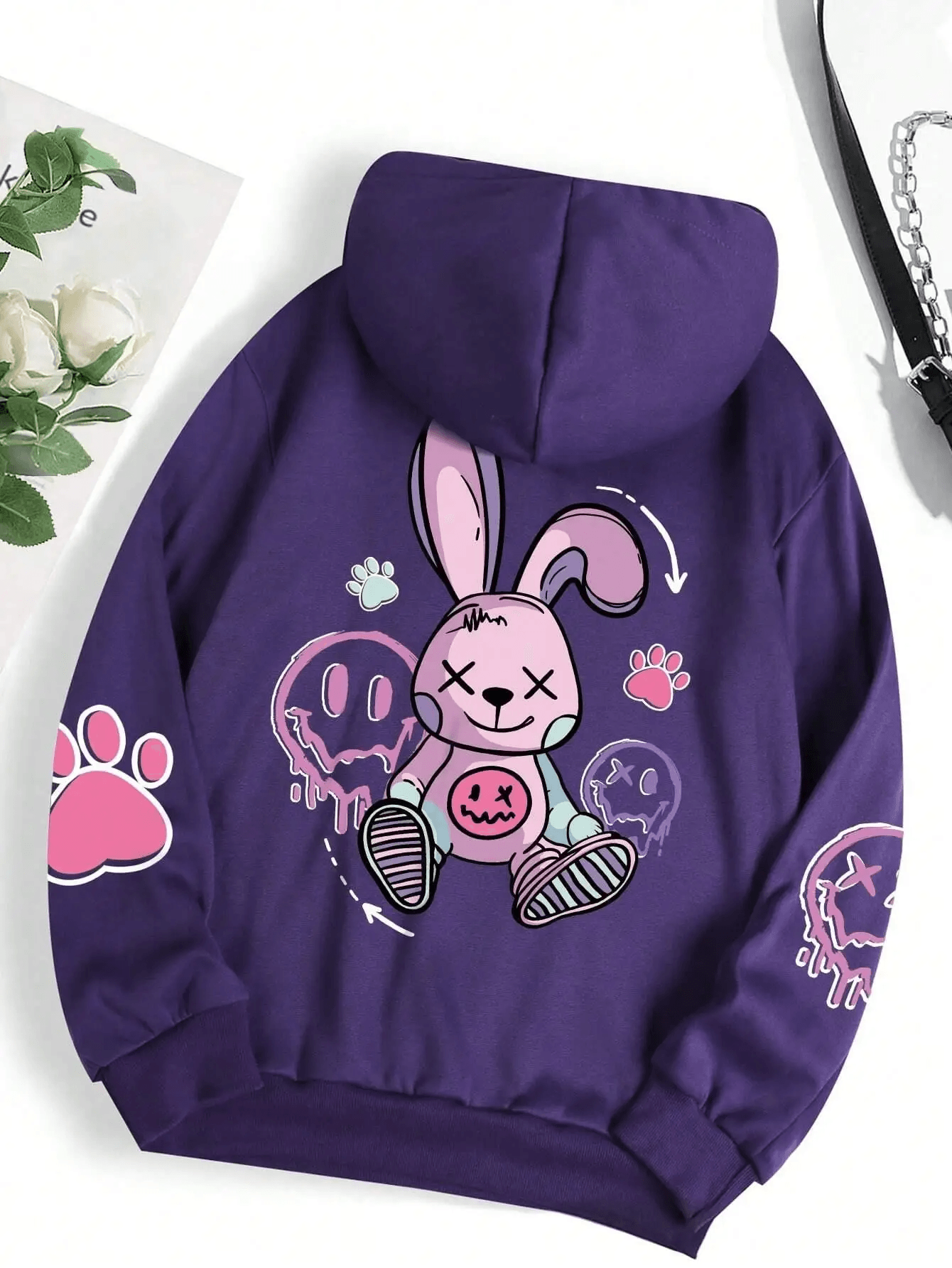 Women's Oversized Hip-Hop Graphic Fleece Hoodie