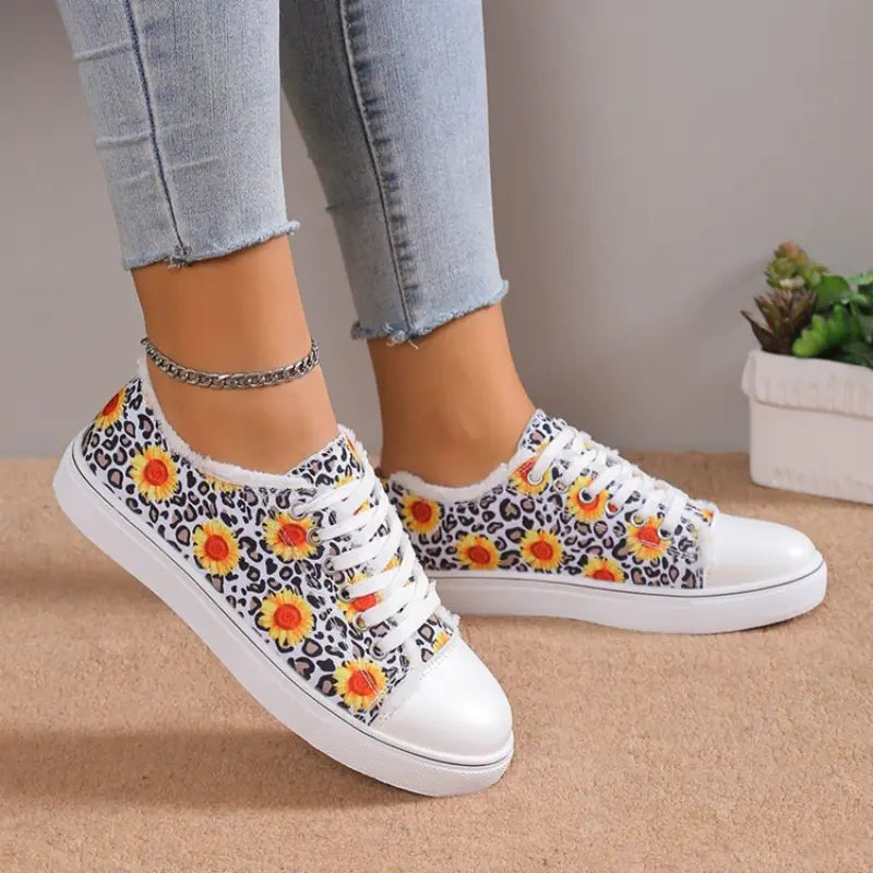 Women's Floral Canvas Sneakers — Lightweight Low-Top Casual Shoes, 6 Styles, Sizes 36–43