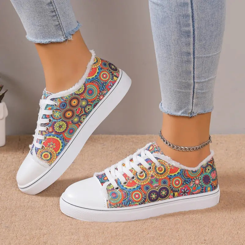 Women's Floral Canvas Sneakers — Lightweight Low-Top Casual Shoes, 6 Styles, Sizes 36–43