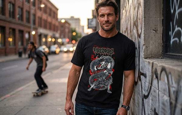 Samurai vs Dragon Heavyweight Graphic Tee