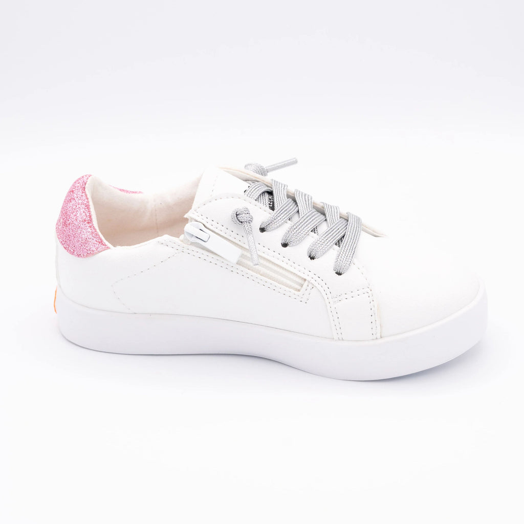 Jaymes Pastel Rainbow Sneakers — Kids & Youth Zipper Sneakers with Rainbow Star Patches, Toddler to Size 37