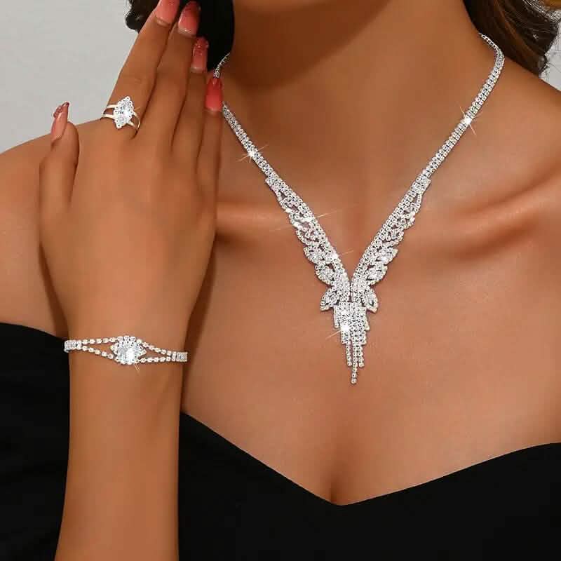 Women's Fashion Elegant Jewelry Set — Necklace, Earrings & Bracelet | Versatile Fine Jewelry