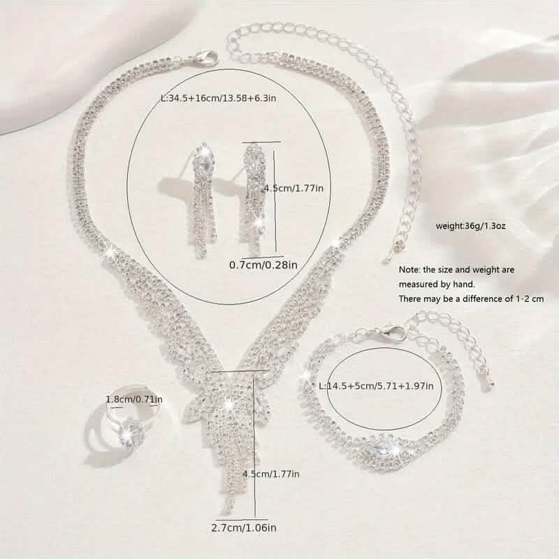Women's Fashion Elegant Jewelry Set — Necklace, Earrings & Bracelet | Versatile Fine Jewelry