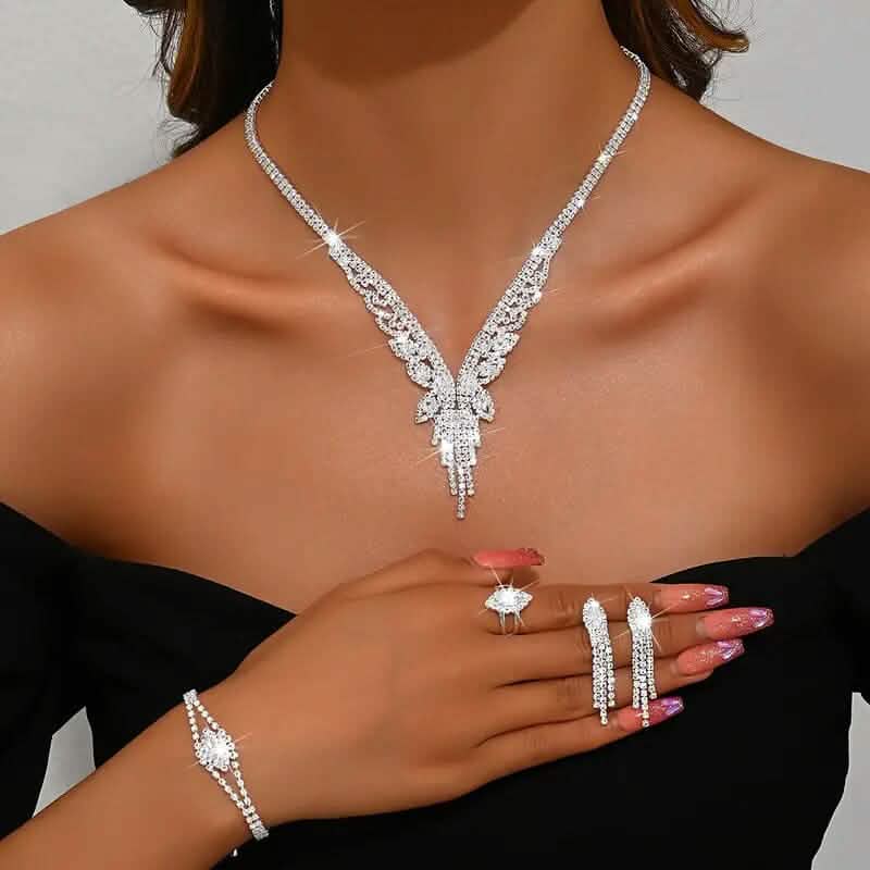 Women's Fashion Elegant Jewelry Set — Necklace, Earrings & Bracelet | Versatile Fine Jewelry