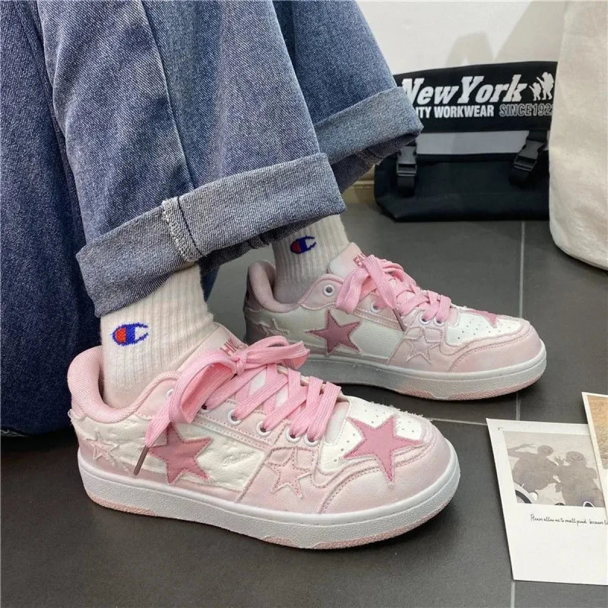 Women's Y2K Pink Flat Sneakers