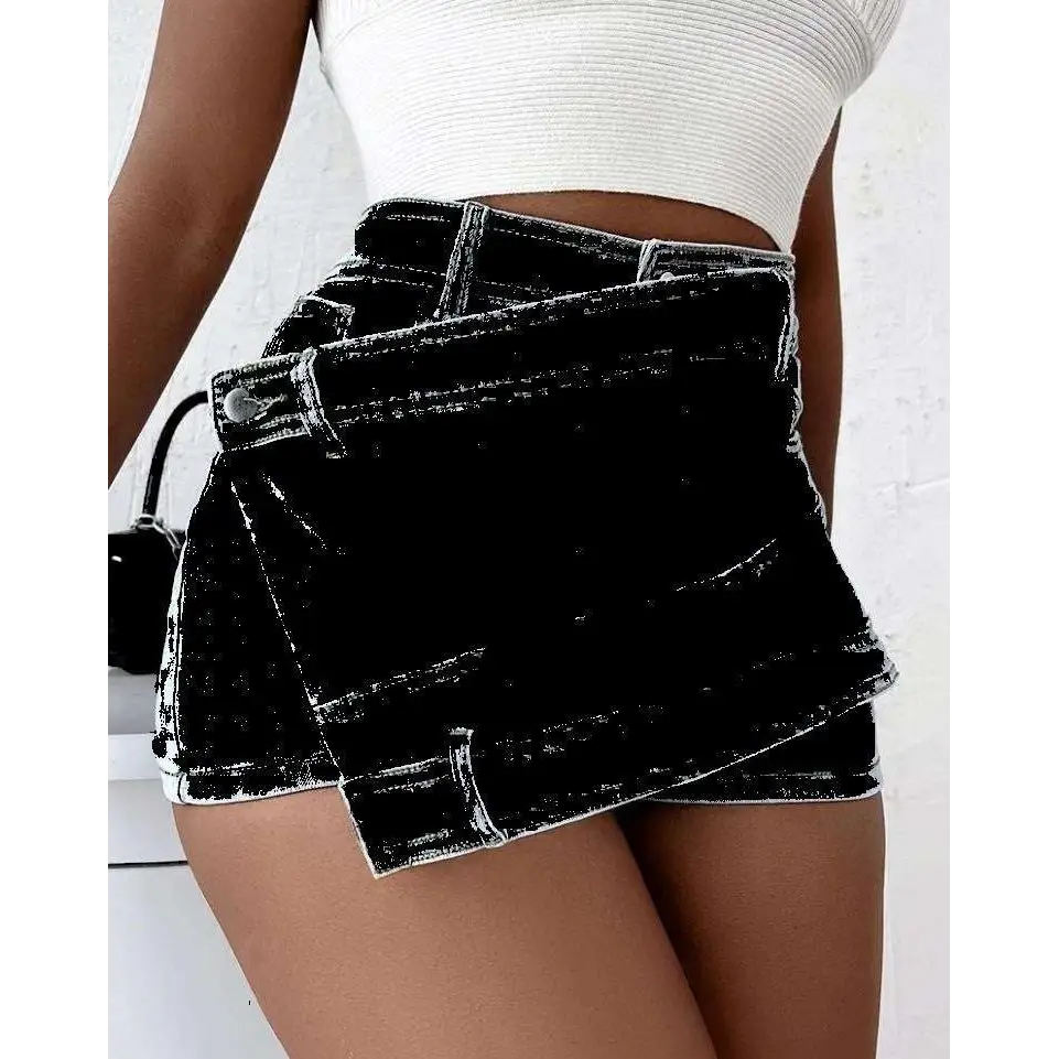 Y2K Street Vintage Asymmetrical Denim Skorts Skirt