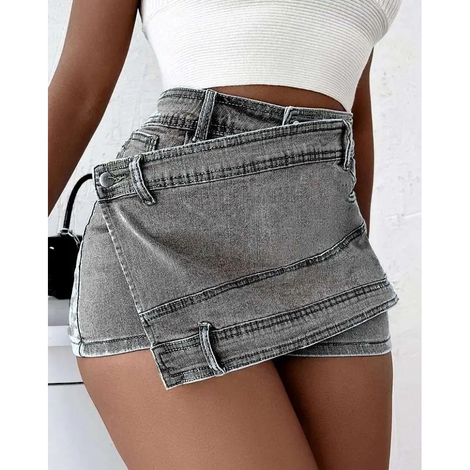 Y2K Street Vintage Asymmetrical Denim Skorts Skirt