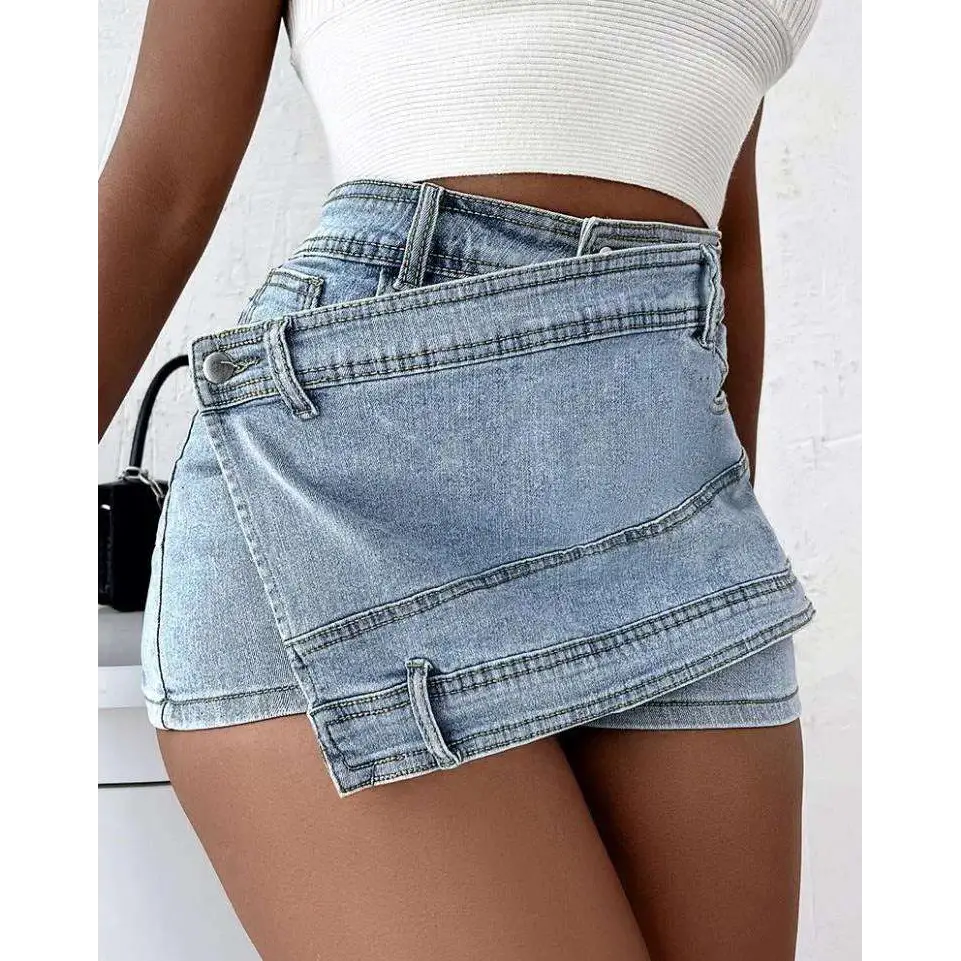 Y2K Street Vintage Asymmetrical Denim Skorts Skirt